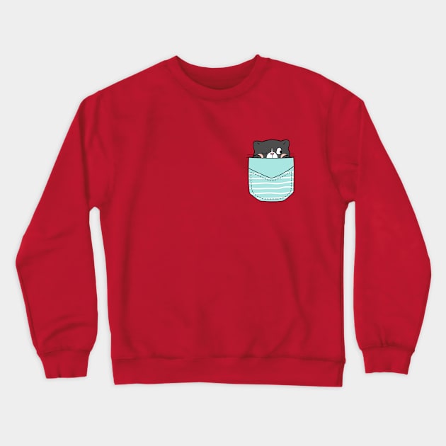 Cute Pocket Kitty V2 Crewneck Sweatshirt by Stupid Coffee Designs